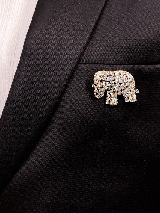 Shaurya Black Elephant Brooch