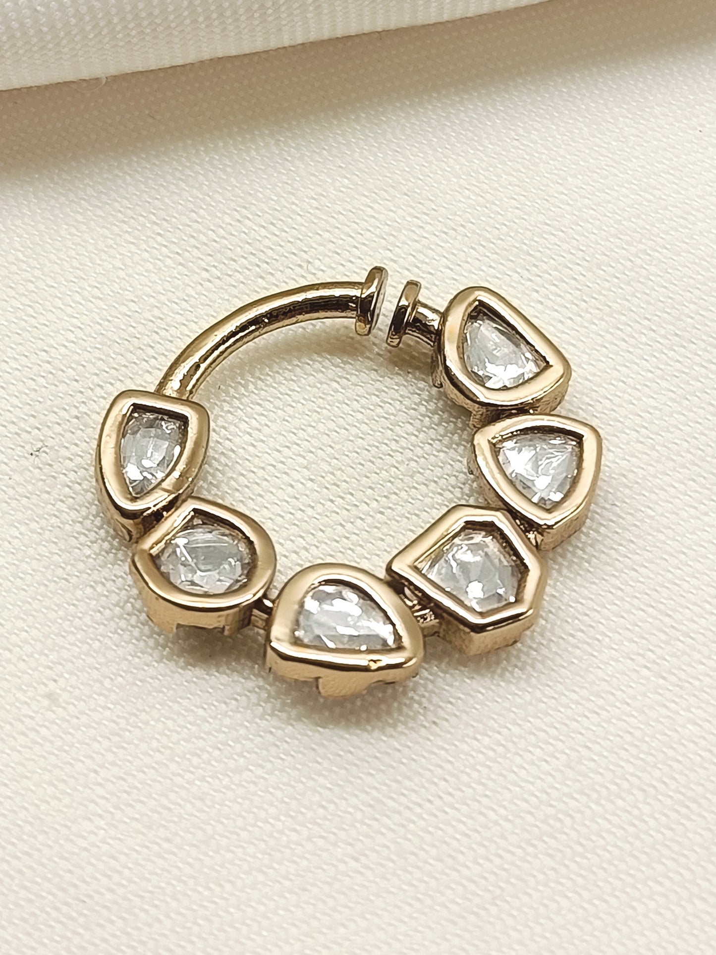 Pritaa White Antique Gold Kundan Bridal Nath