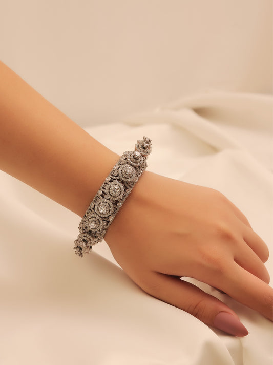 Vijayalakshmi White American Diamond Silver Plated Bracelet