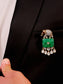 Hritik Green Elephant Brooch
