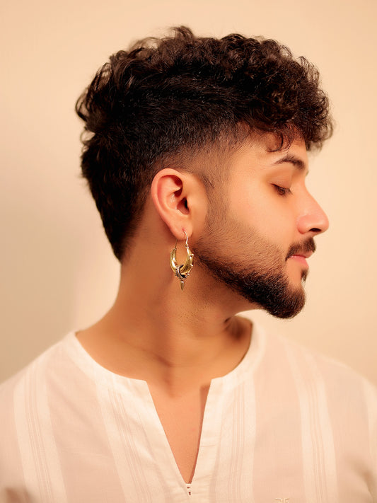 Dheer Golden Men's Earring