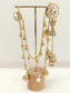 Triguni White Kundan Jhumki With Ear Chain