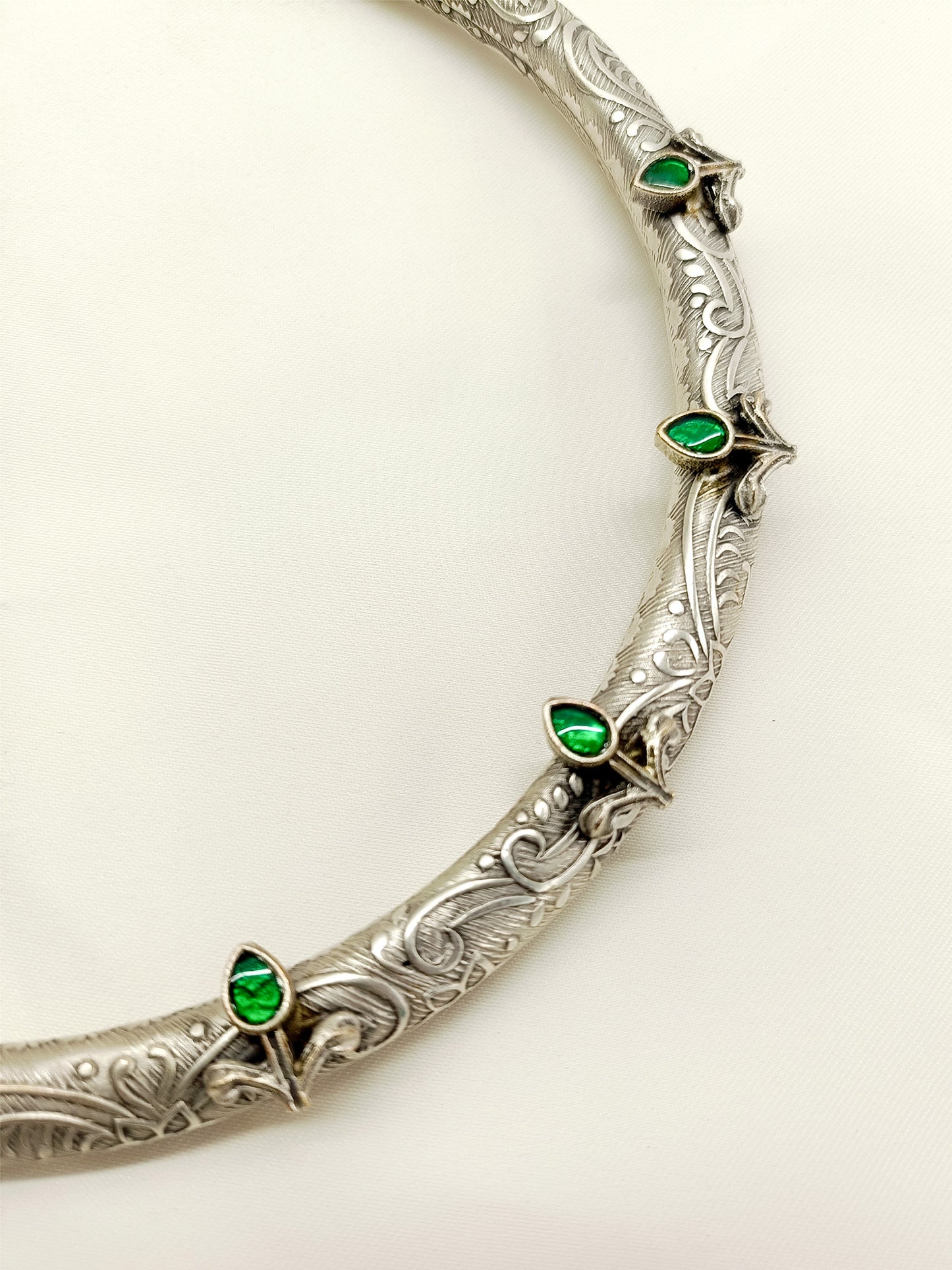 Belinda Green Oxidized Hasli Style Neckpiece