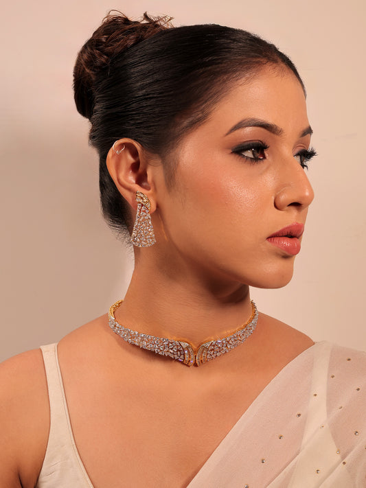 Raissa White American Diamond Choker Set