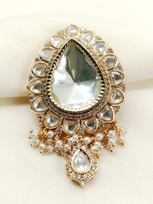 Yuvan White Kundan Men's Brooch