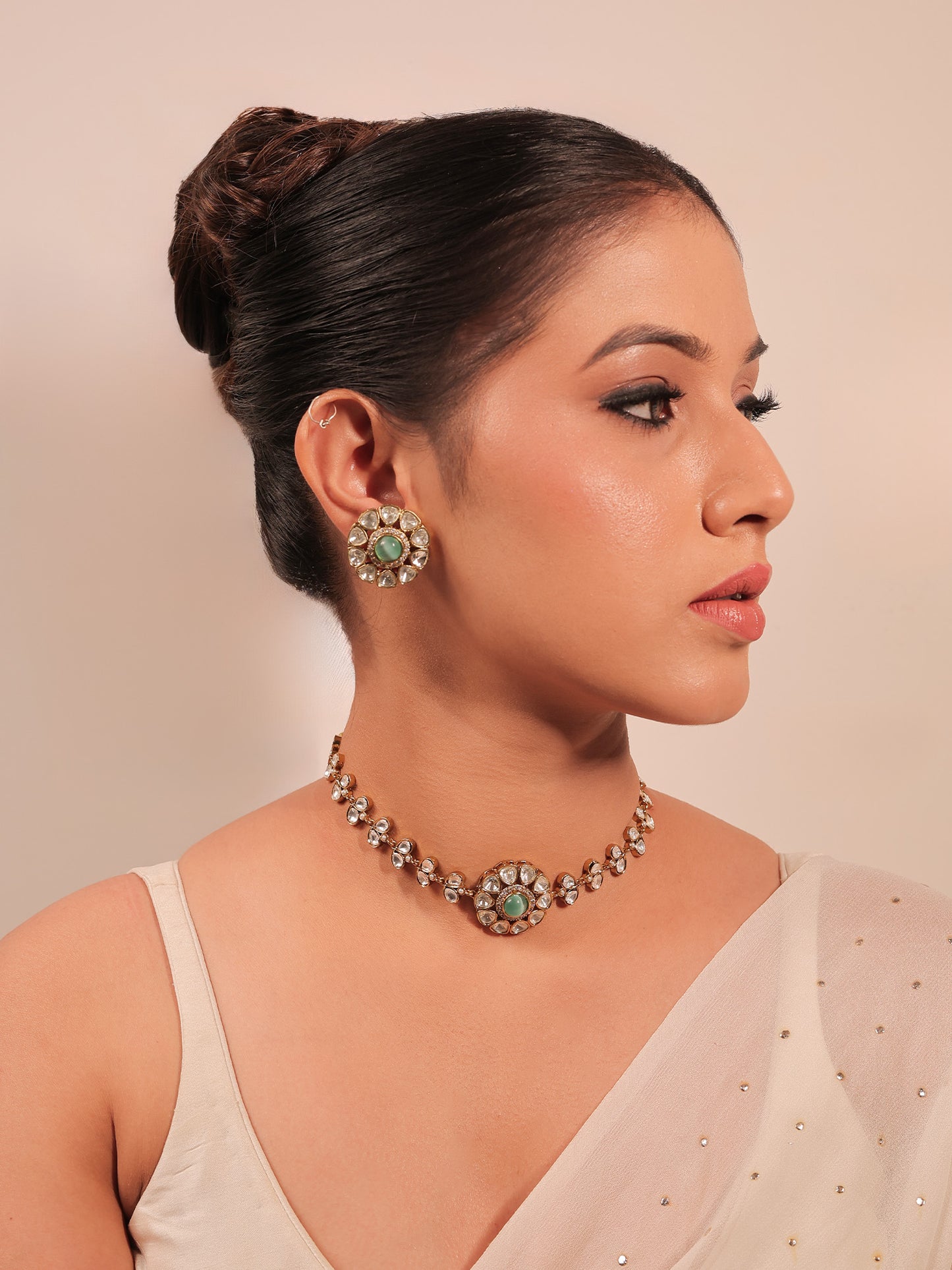 Etasha Mint Green Kundan Choker Set