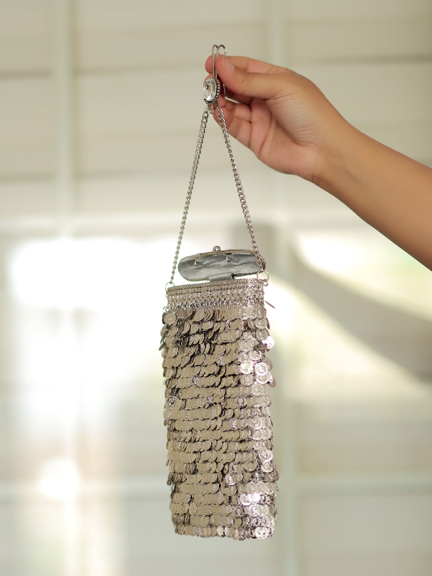 Mihika Silver Mobile Pouch