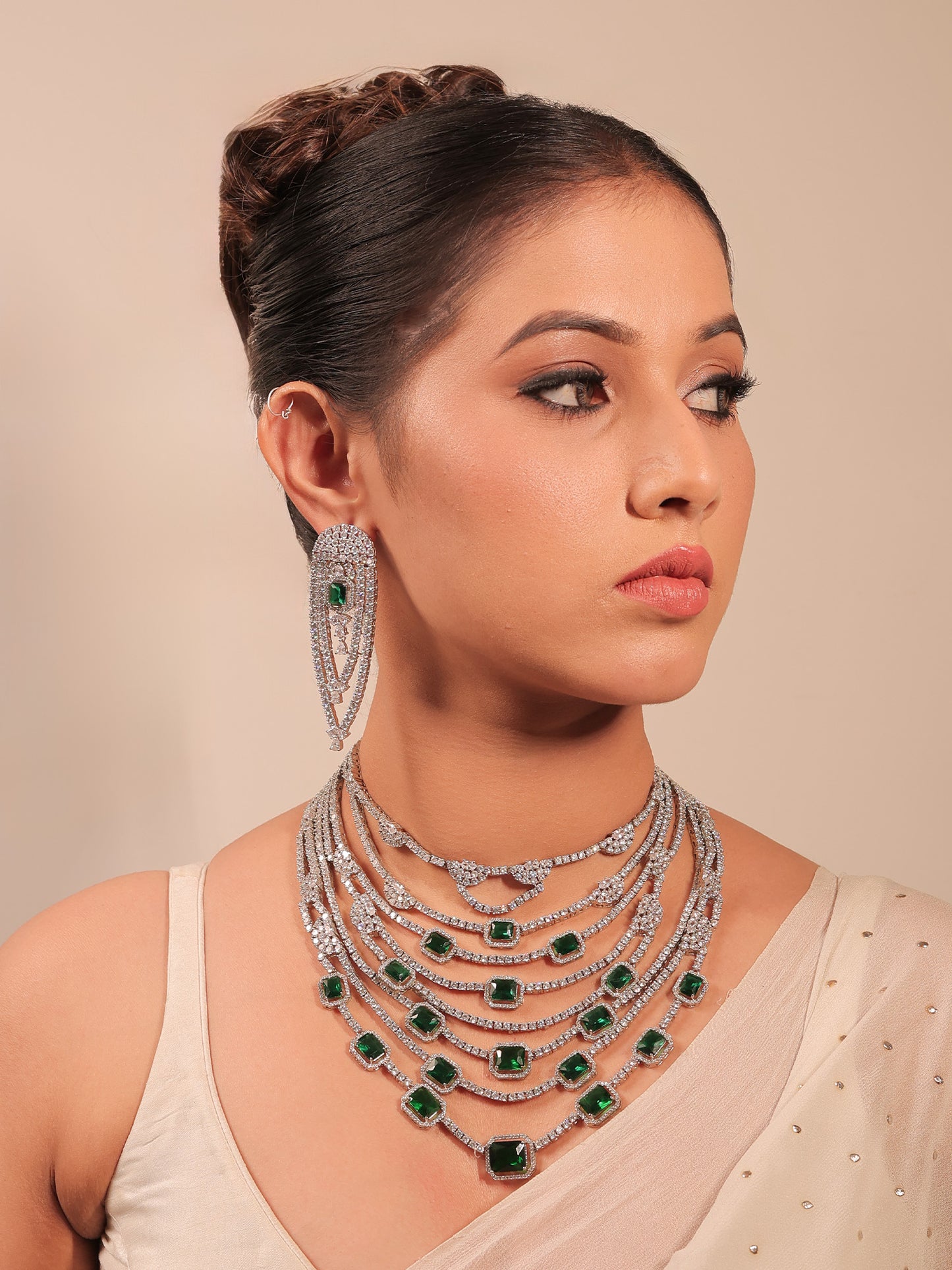 Bailey Green American Diamond Necklace Set