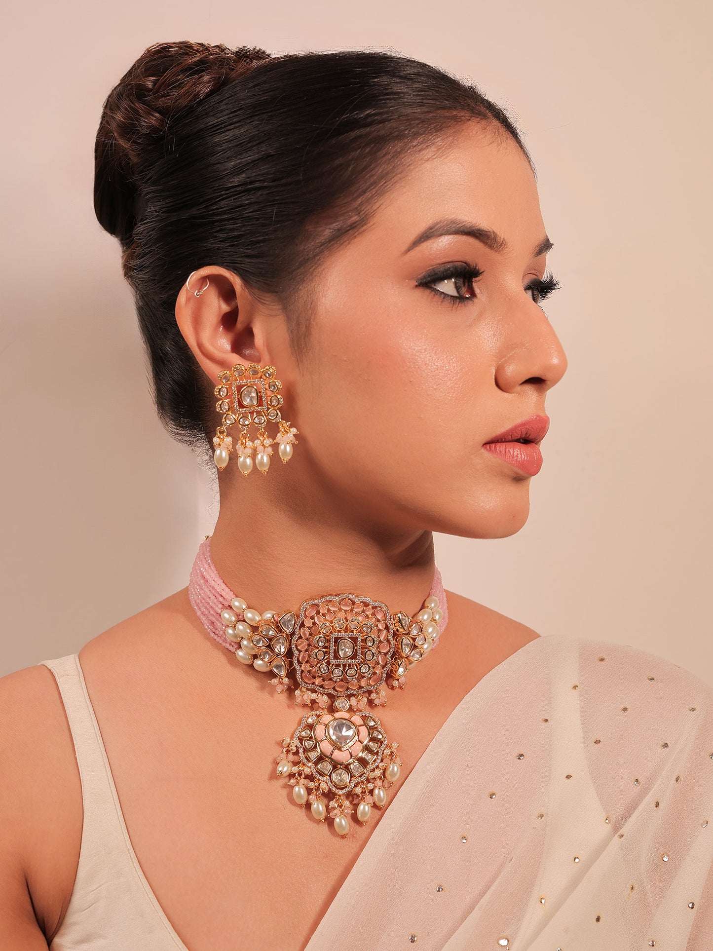 Zareen Baby Pink Kundan Choker