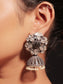 Meenal Charcoal Stone Silver Plated Boutique Jhumki