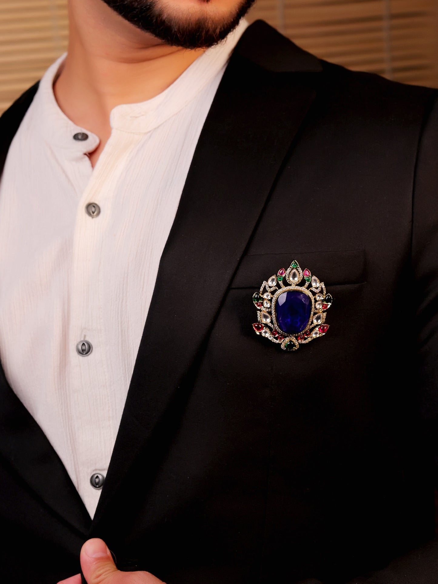 Rudra Navy Blue Men's Brooch