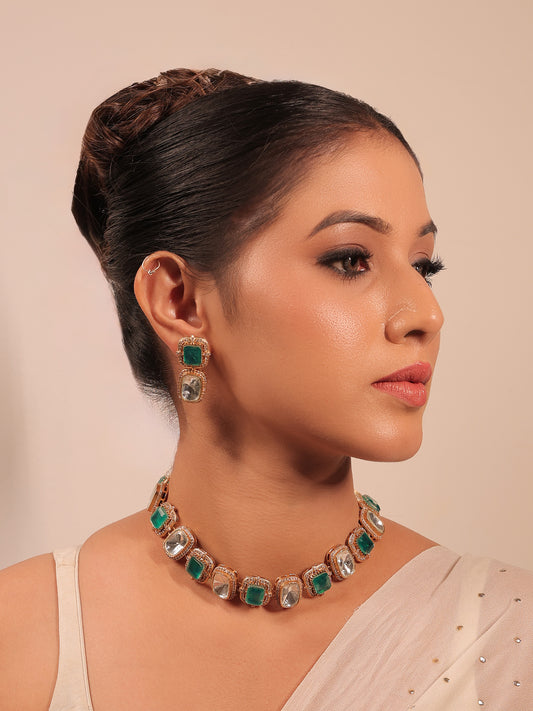 Pahaani Green Kundan Choker Set