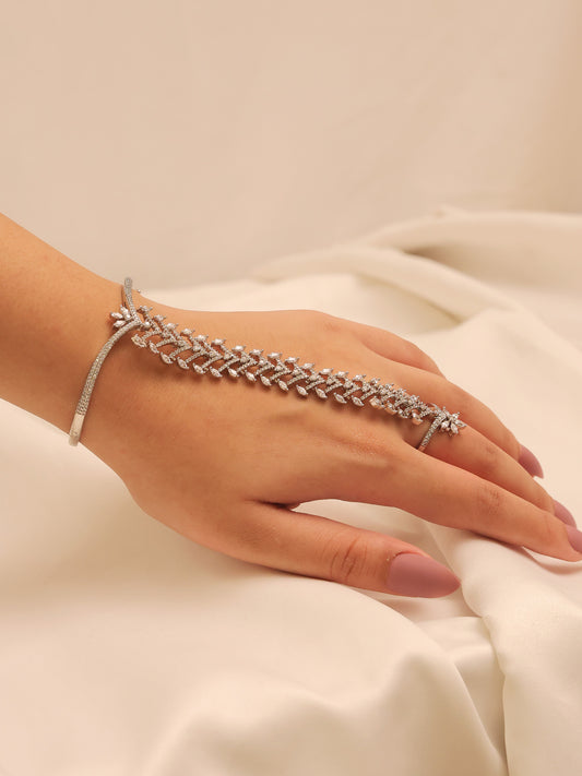 Shefali White American Diamond Hathphool [Price Is For Single Piece]