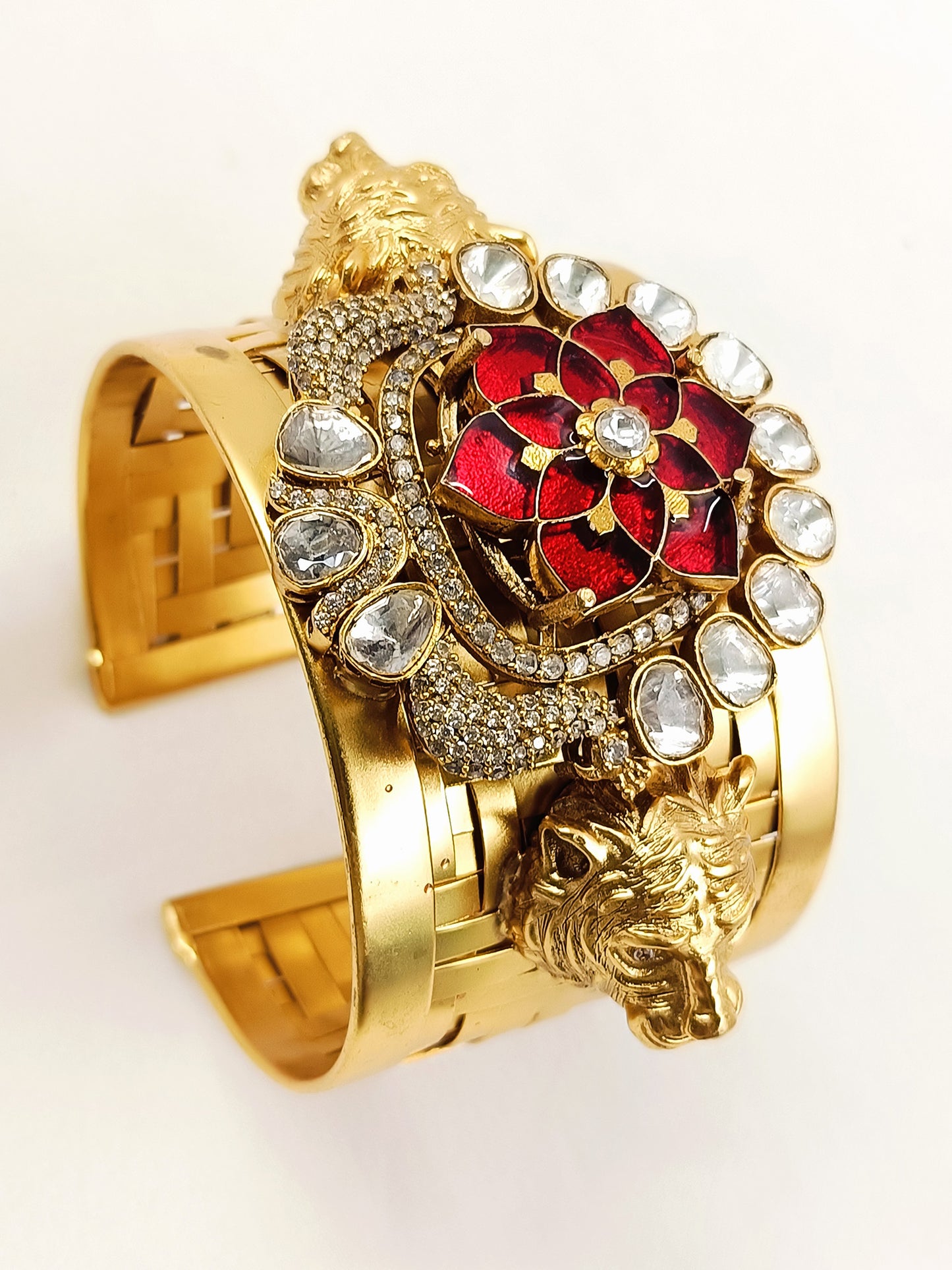 Shaan Ruby Men's Lion Gold Bracelet