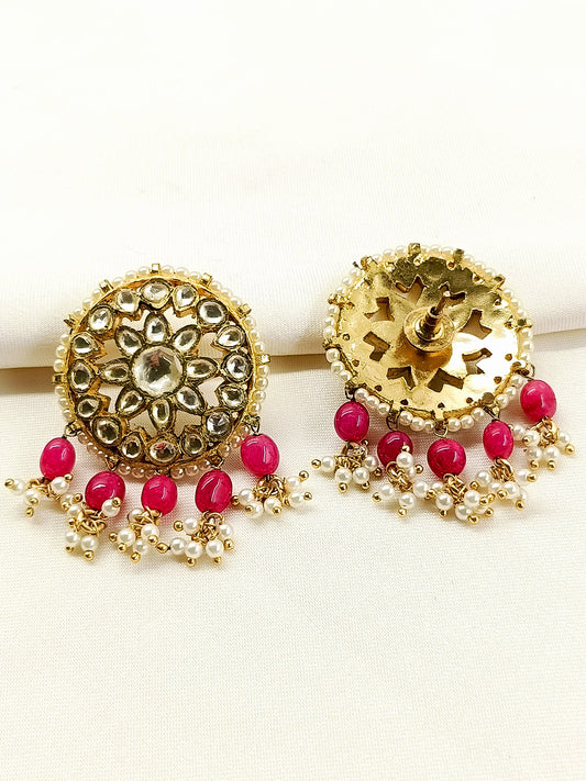 Mitali Rose Pink Gold Plated Kundan Tops