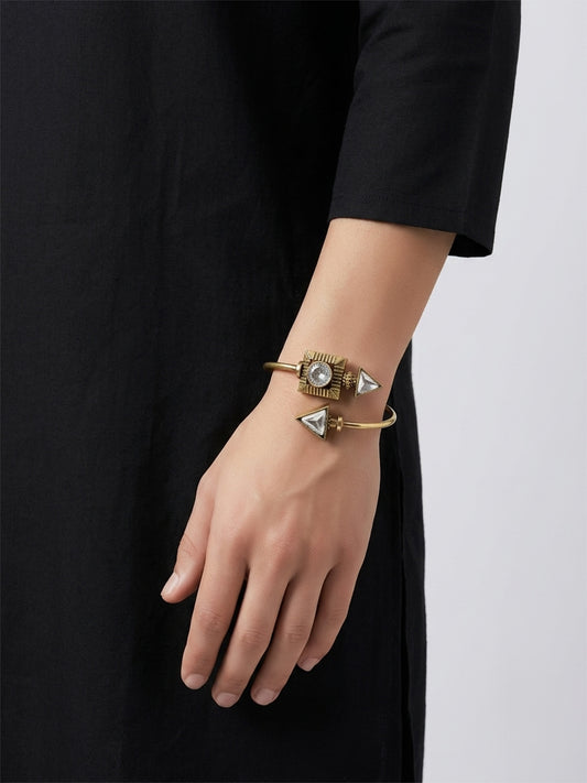 Piyush White Men’s Geometric Crystal Bracelet
