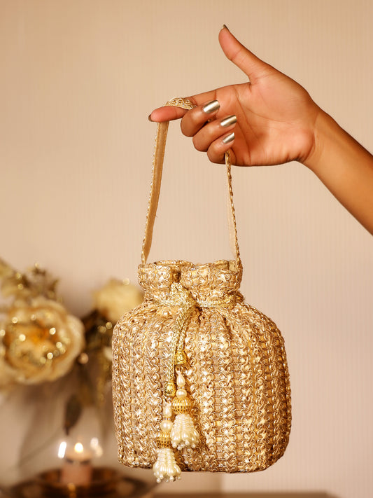 Omera Golden Potli Bag