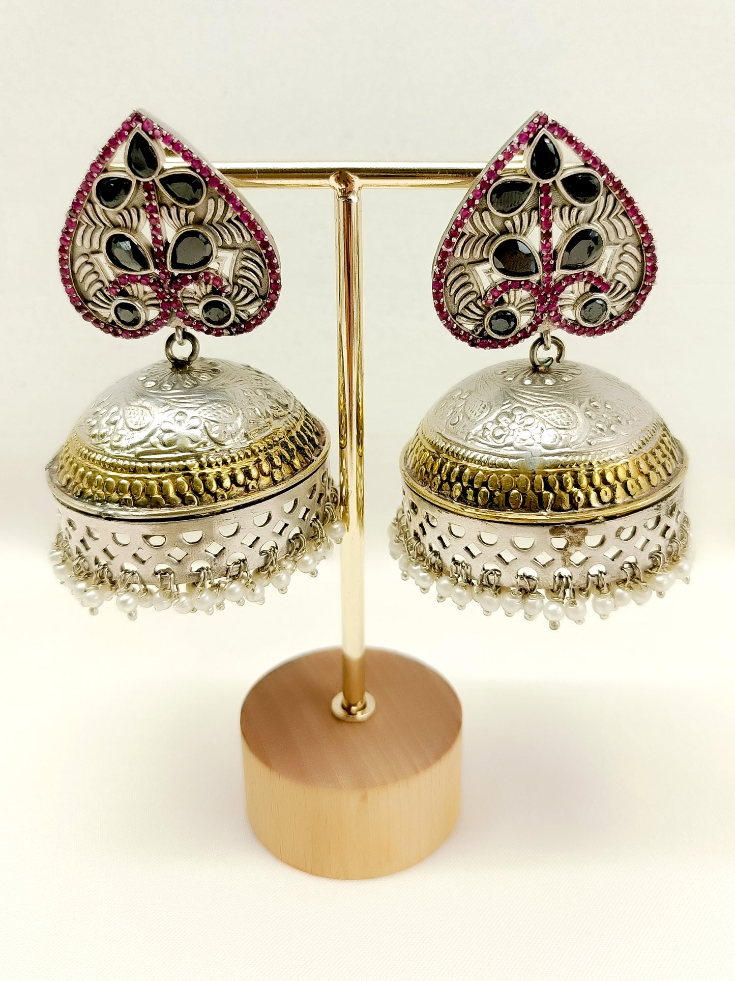 Aadya Ruby Oxidized Jhumki