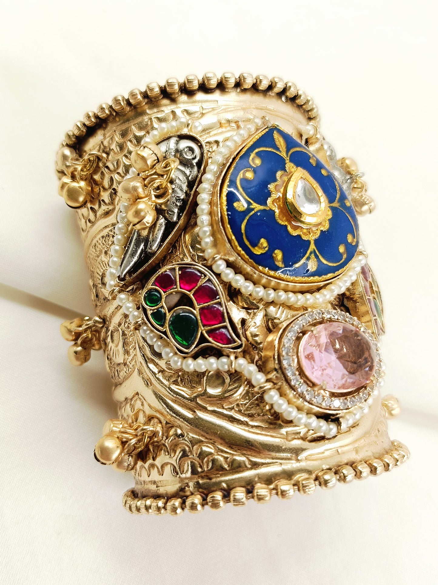 Asfiya Multicolor Meenakari Peacock Fusion Oxidized Bracelet