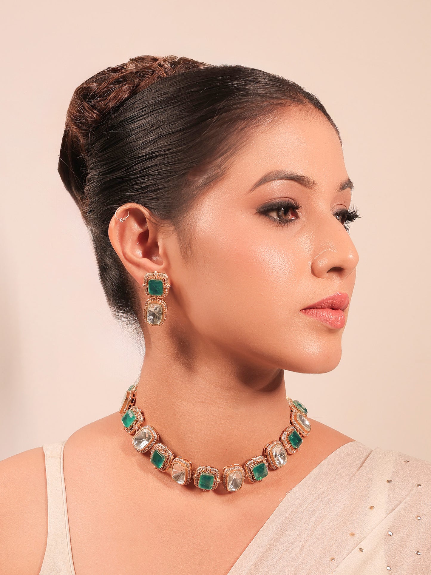 Pahaani Green Kundan Choker Set