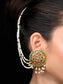Triguni Multi Colour Jadau Earrings With Side Chain