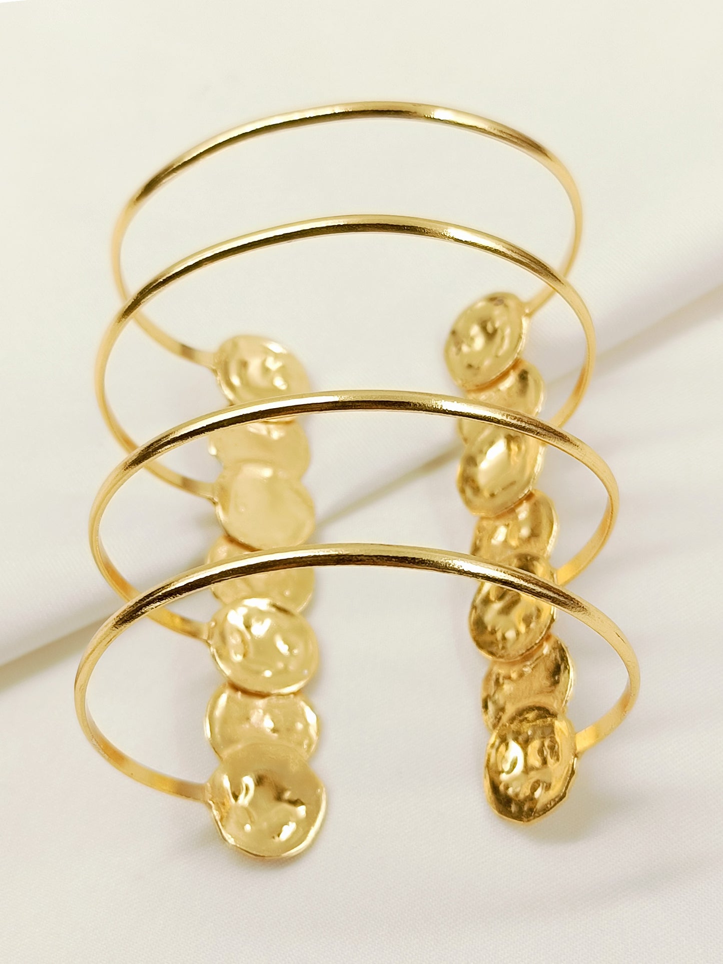 Aasia Molten Dual Tone Coin Cuff Western Bracelet
