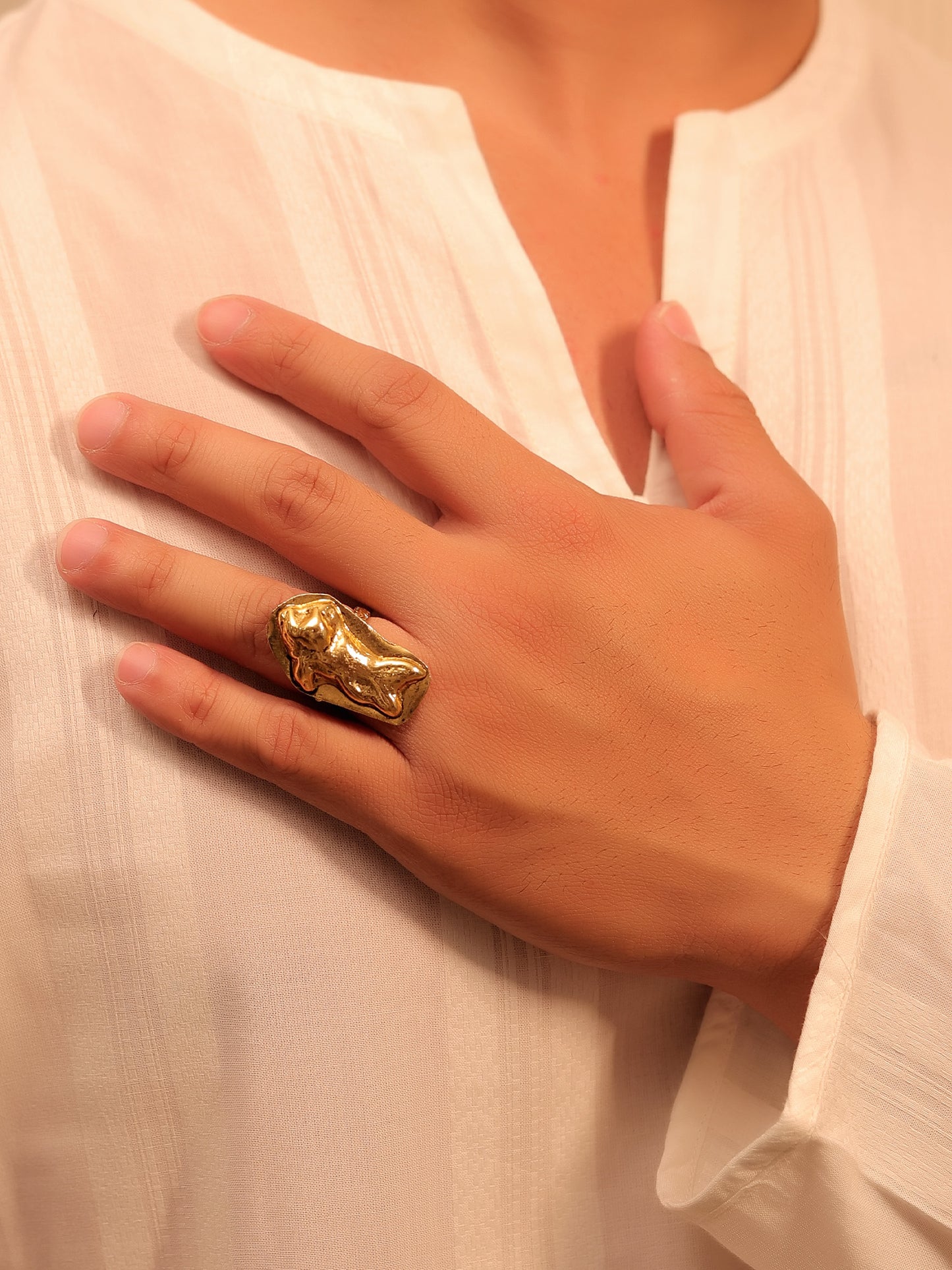 Myra Golden Tribal Finger Ring