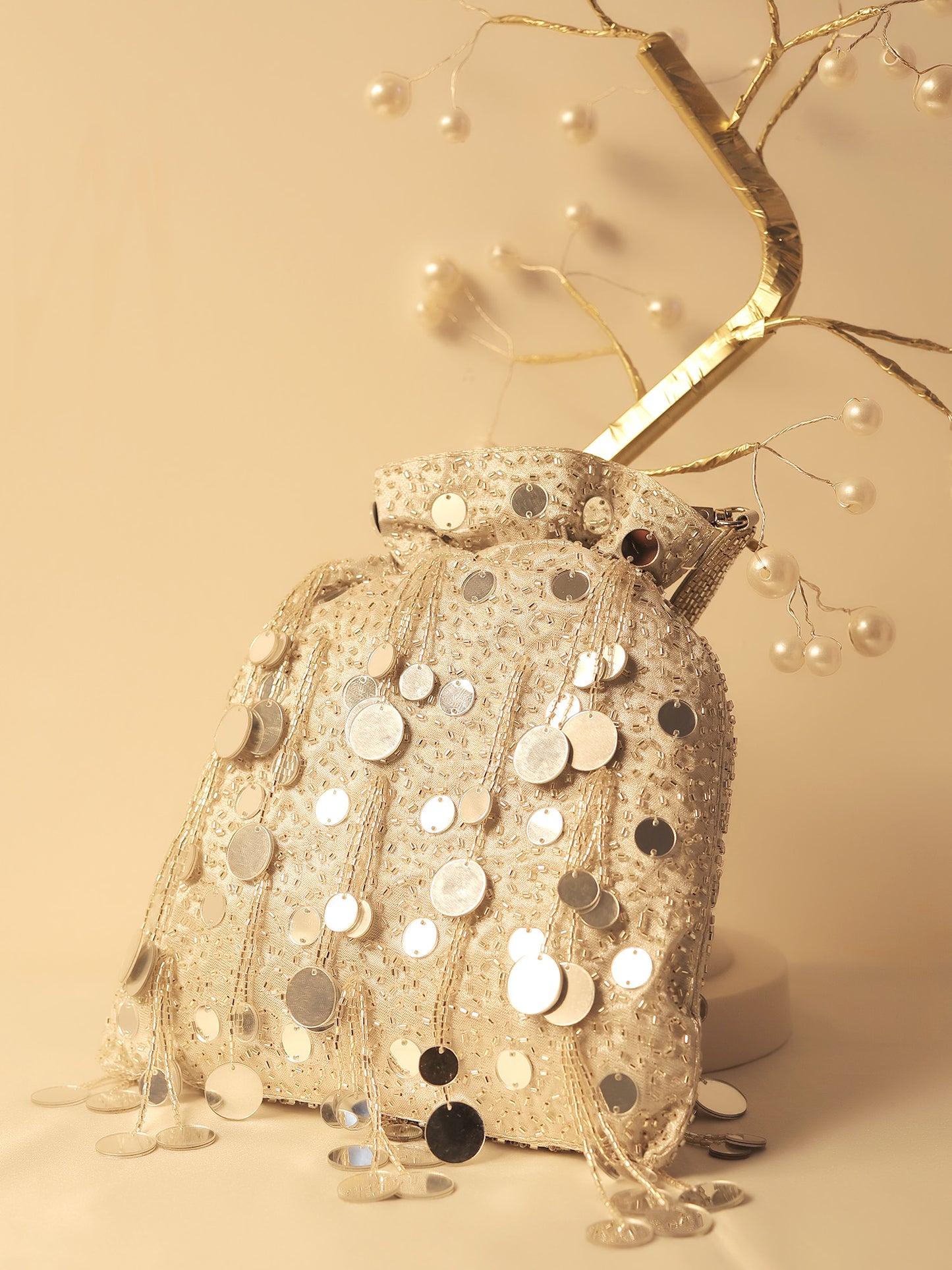 Agnes Silver Potli Bag