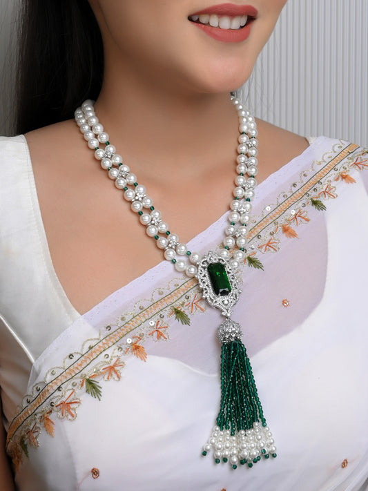 Hafiza Emerald American Diamond Neckpiece