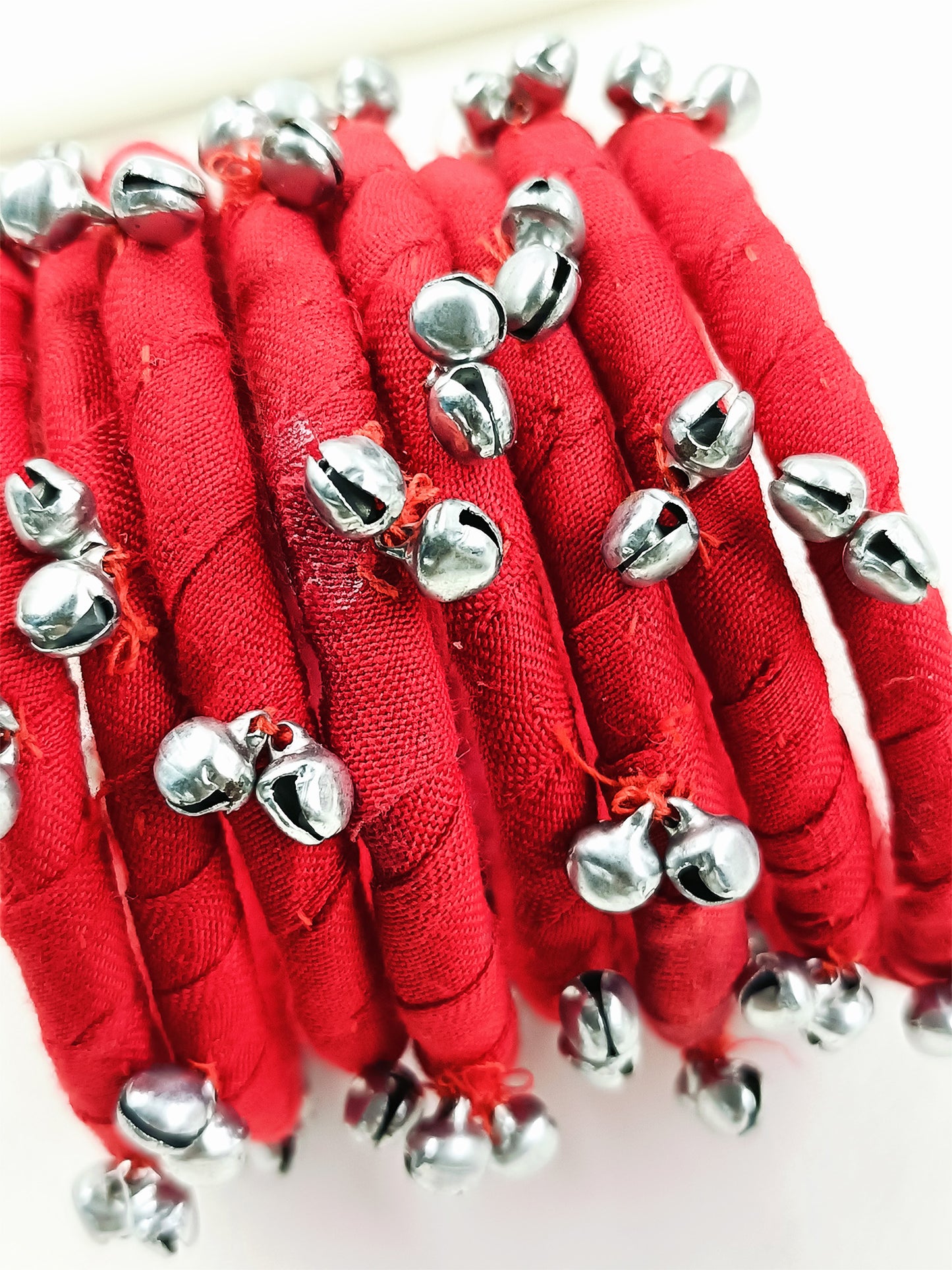 Samanvita Red Fabric Bangles with Ghungroo