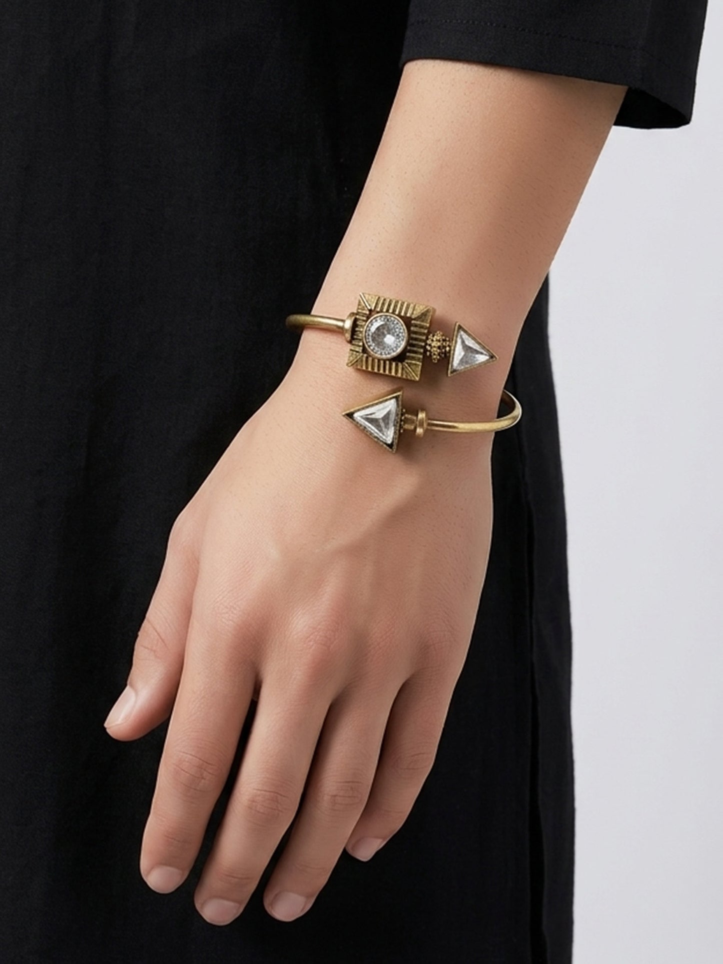 Piyush White Men’s Geometric Crystal Bracelet
