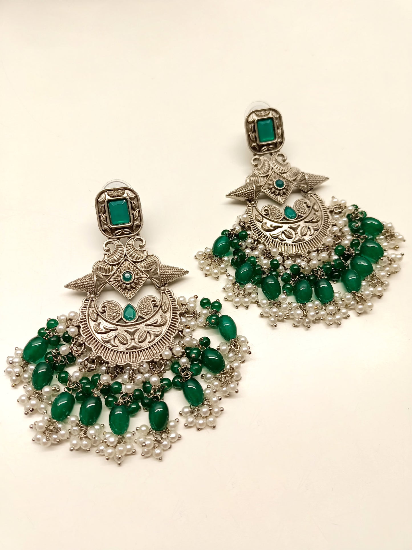 Chelsea Green Oxidized Earrings