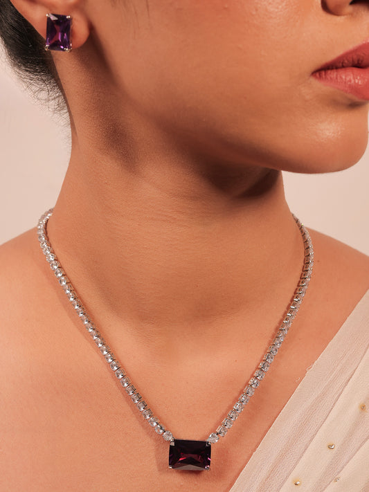 Anric Lavender American Diamond Necklace Set