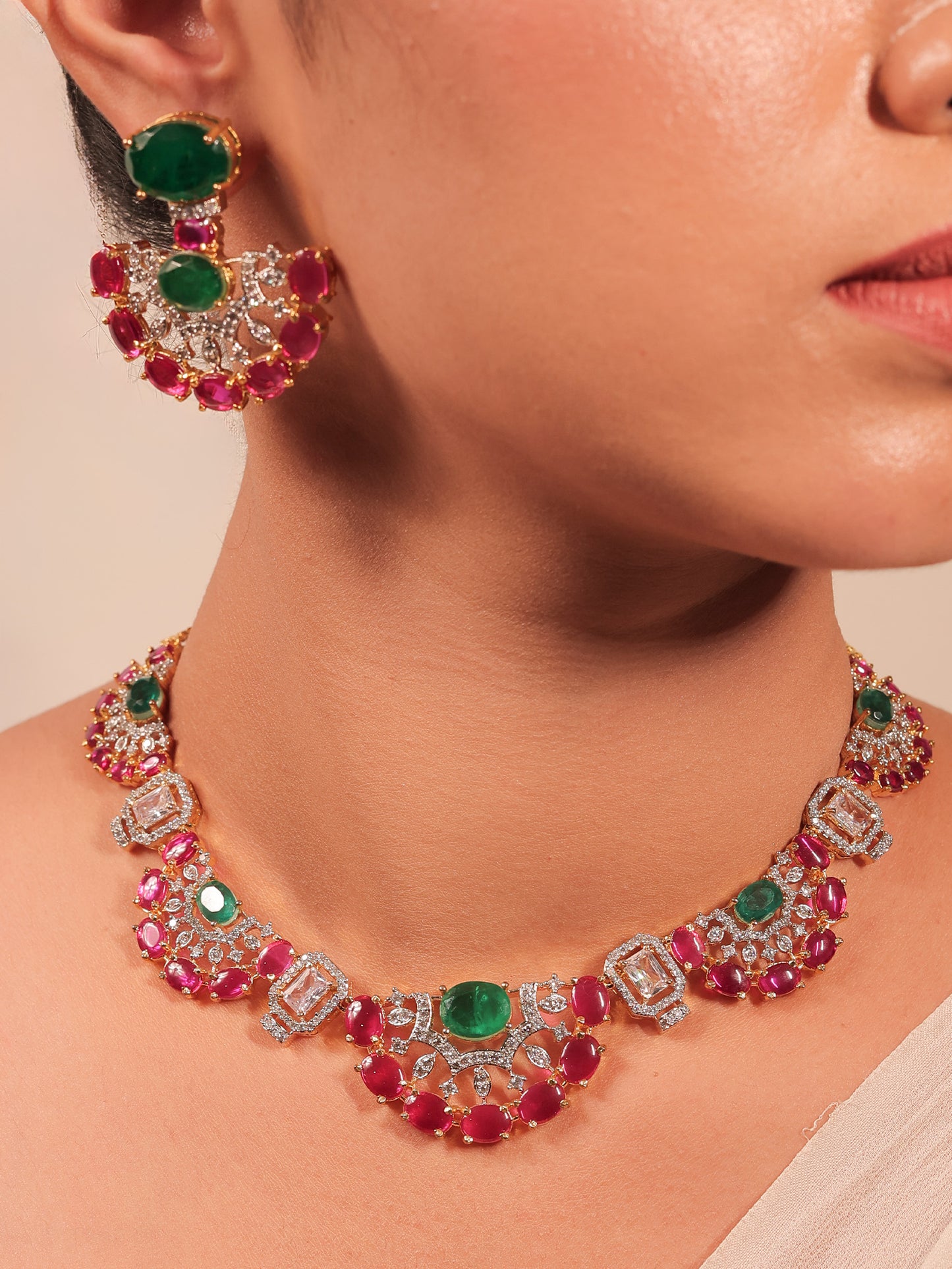 Esra R & G American Diamond Necklace Set
