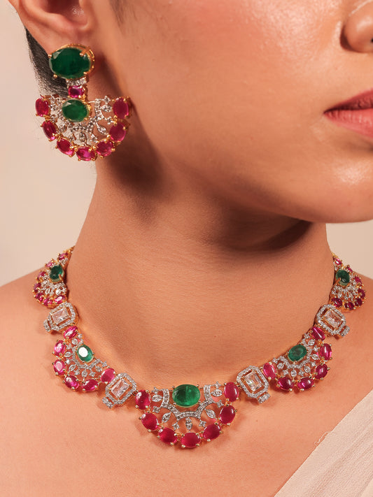 Esra R & G American Diamond Necklace Set
