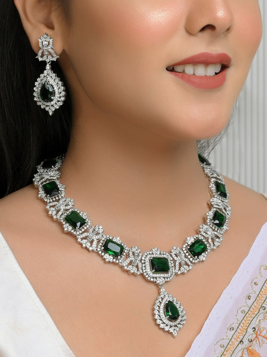 Adrienne Green American Diamond Necklace Set