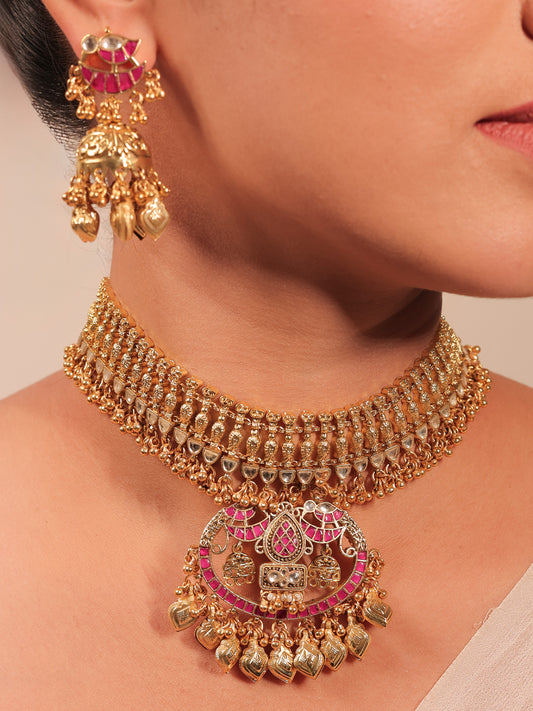 Eiravati Ruby Kundan Necklace Set