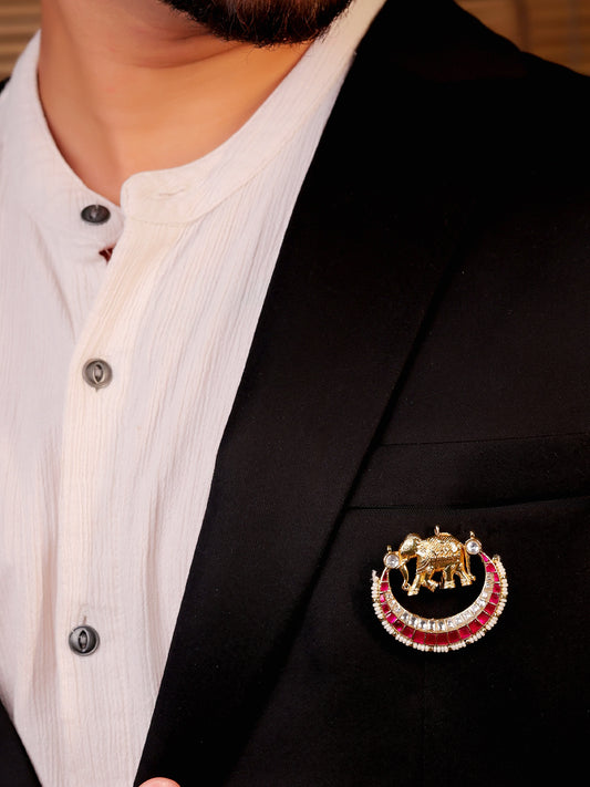 Vaibhav R&W Elephant Brooch