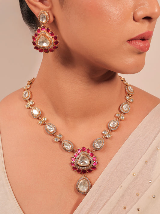 Shuri Majenta Kundan Necklace Set