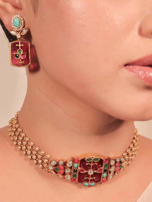 Siddhi Multi Colour Kundan Choker Set