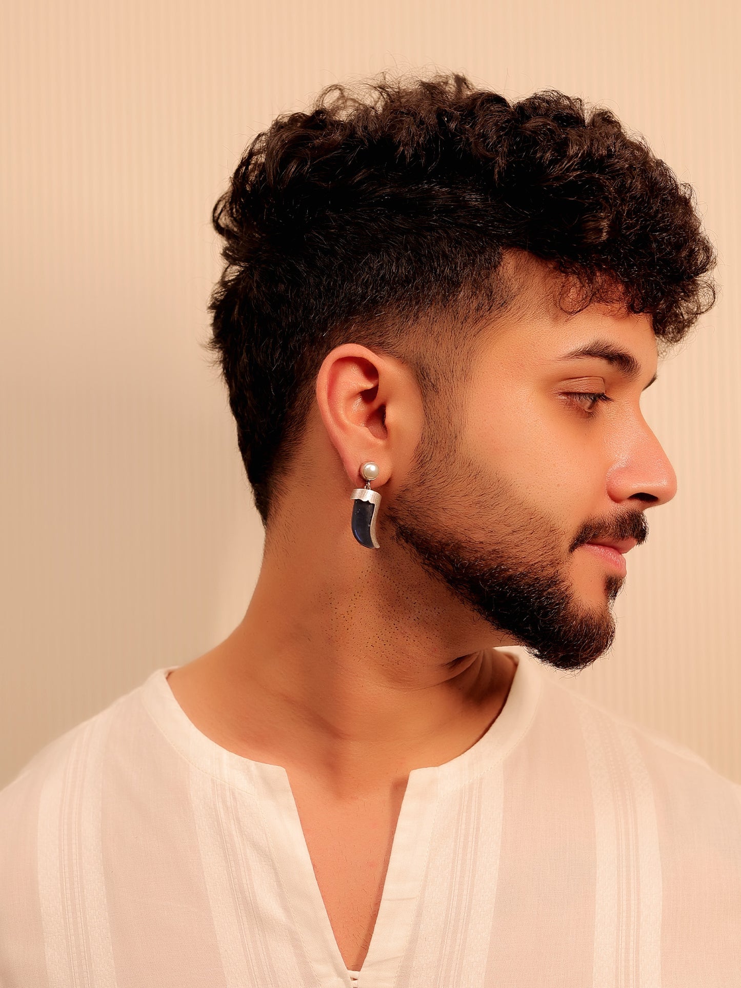Haran Navy Blue Men's Earring