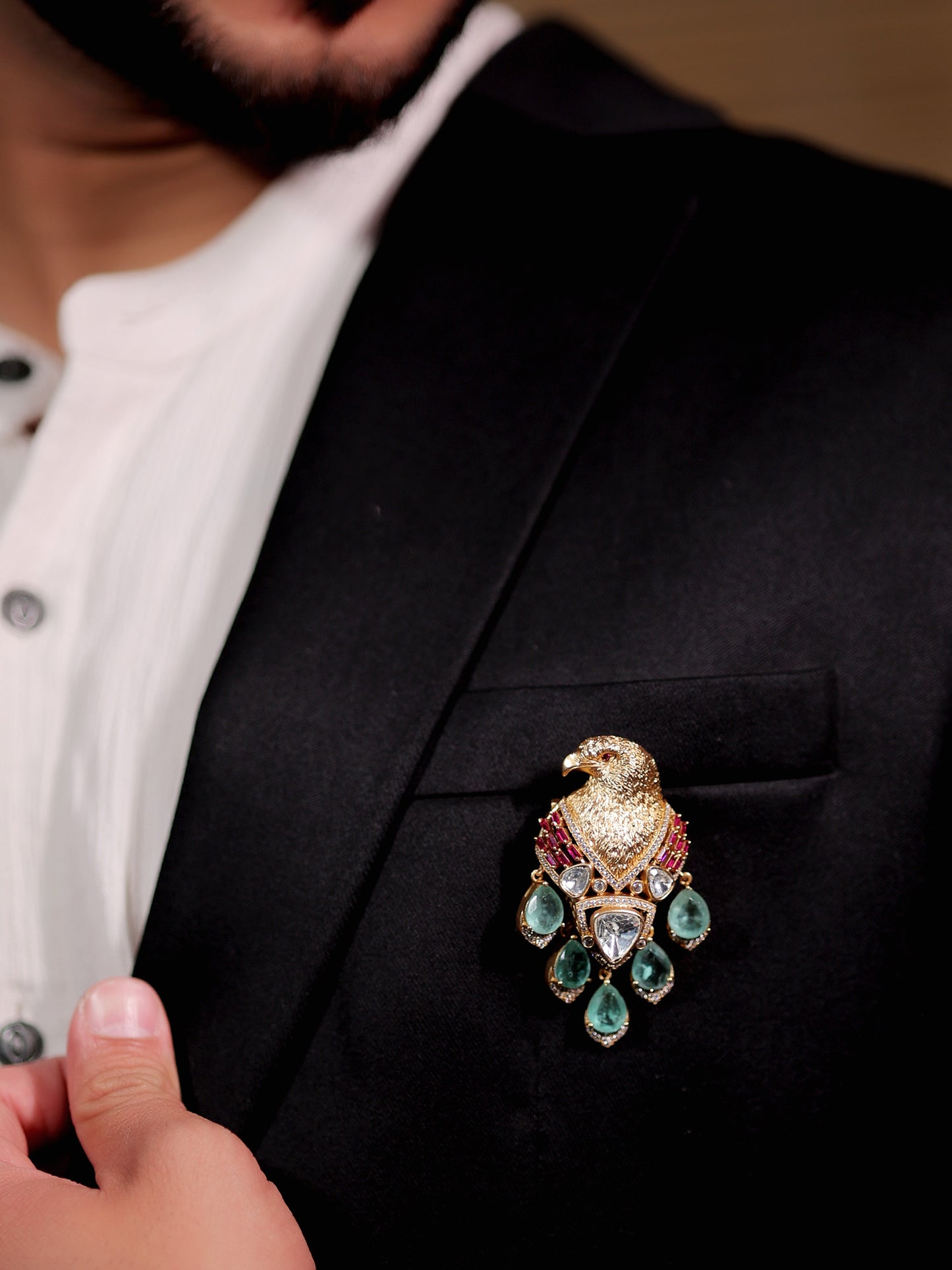 Asmara Mint Green Eagle Brooch