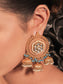 Kajal Sky Blue Stone Gold Plated Antique Jhumki
