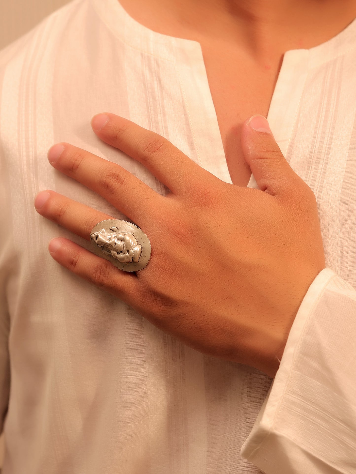 Roopa Silver Tribal Finger Ring