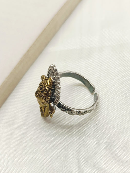 Hiral Ganesh Ji Oxidized Finger Ring