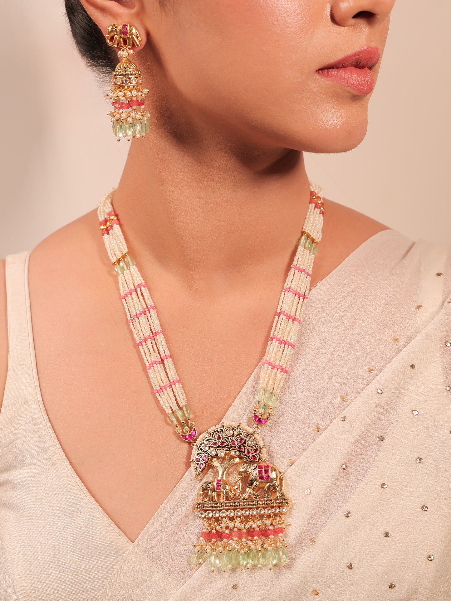Aagamya Multi Colour Long Kundan Set