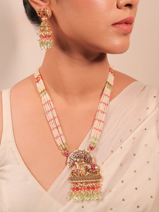 Aagamya Multi Colour Long Kundan Set