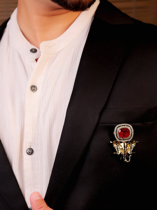 Jayvesh Ruby Ganesh Ji Brooch