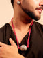 Idhik Maroon Men's Pendant Set With Ring