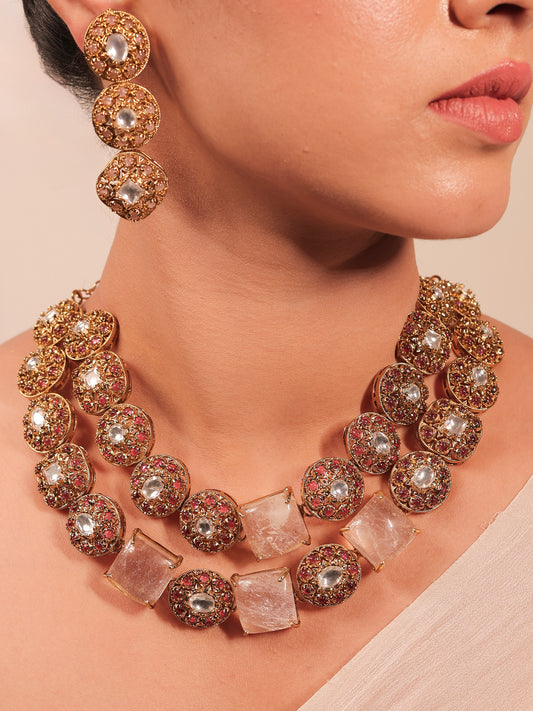 Chhaya Pink Antique Necklace Set
